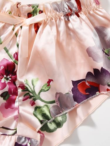 WDIRARA Women's 2 Piece Lingerie Floral Lace Cami Top with Satin Shorts Sleepwear Pajama Set4