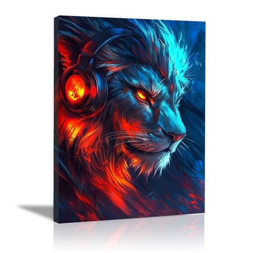 Toile Lion Abstrait pour raviver un mur blanc de salon avec cadre 40x60cm