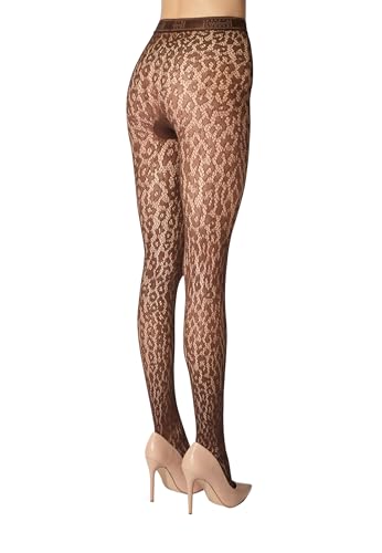 Wolford Leo Lace Tights for Women Sheer Mat Finish Hosiery with Elastic Waistband Animal Print Pantyhose Sustainable Dye3