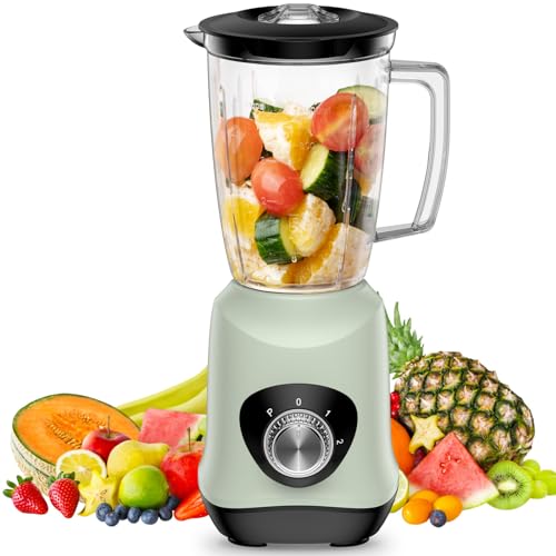 Jug Blender, Cosicosy Juice Blender with 1L BPA Free Jar, 500W Electric Blender Smoothie Maker with 2 Speed and Pulse Ice Crushing Mixer, 4 Sharp Stainless Steel Professional Kitchen Blender, Green