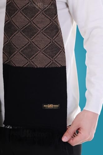 Image of Pick Ur Needs Premium Men's Warm And Stylish Woolen Muffler Angoora With Solid Color Plain Design And Stylish Tussles Ends Muffler For Men