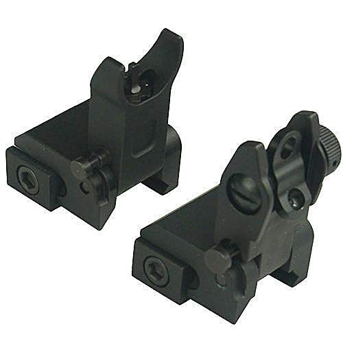DB TAC INC Aluminum Black Color Iron Sights BUIS Front and Rear Flip Up for Picatinny/Weaver