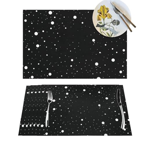 Sets de table tissés haut de gamme à pois blancs pour salle à manger raffinée