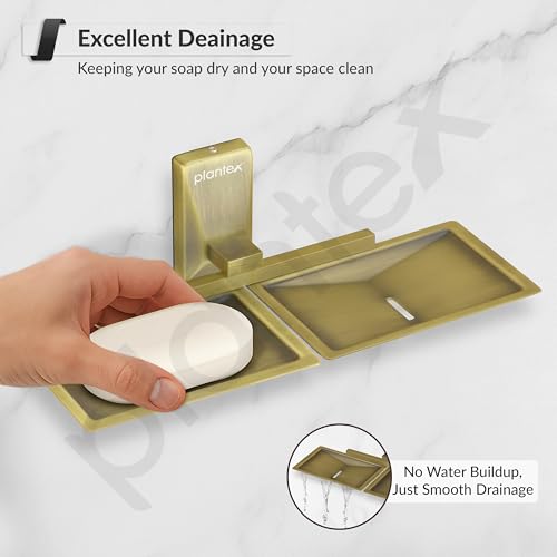Image of Plantex 304 Grade Stainless Steel Double Soap Dish /Soap Case /Soap Storage for Bathroom Accessories - Crystal (Brass Antique)