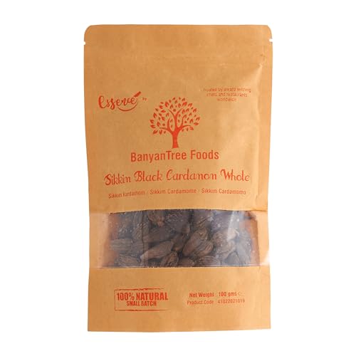 BanyanTree Foods Schwarzer Kardamom ganz | Black Cardamom Whole 100g ~ Ganz natürlich | Indischer Ursprung