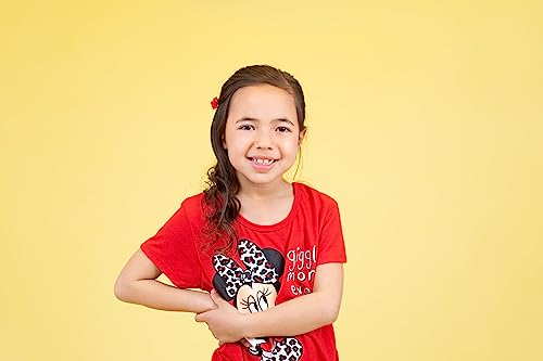 Disney Minnie Mouse Little Girls T-Shirt French Terry Shorts And Scrunchie 3 Piece Outfit Set Red Leopard 7-8 #TOP5