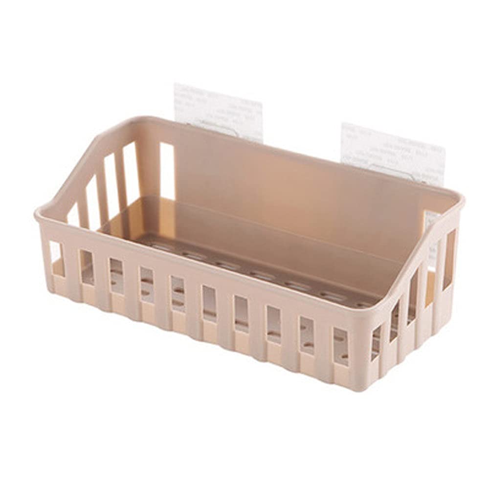 bathroom shelf, Shampoo Cosmetic Storage Box Suction Cup Basket Bathroom Accessories(Light Coffee)