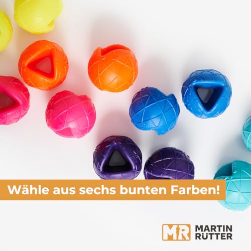 Martin Rütter Hundeball „Moby“ Blau – Hundespielzeug aus 100% Naturmaterial, springt unvorhersehbar und fördert Spiel, Bewegung & Auslastung