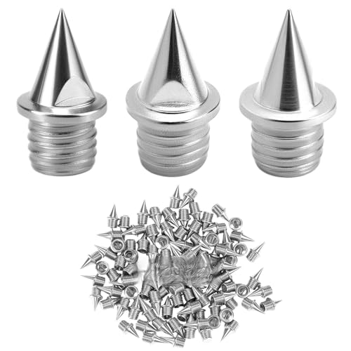 QWORK® 100pzs Clavos Atletismo para Zapatos Deportivos Deportes de Atletismo, 6mm 1/4 Pulgada Plata