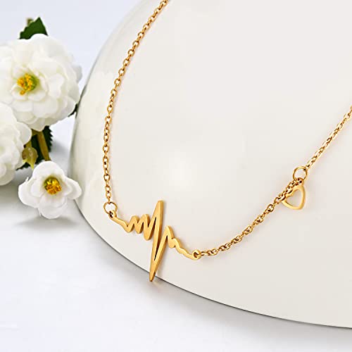 Hanreshe Heartbeat Necklace Stainless Steel Electrocardiogram Pendants Heart Necklace for Nurse Doctor Graduate Student Women Gift3
