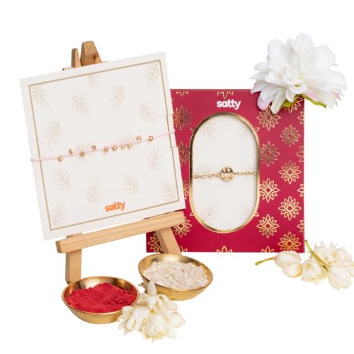 Image of Salty Rakhi for Brother & Bhaiya Bhabhi | Wrist Band Gift Pack for Sister, Bro, Bhaiya and Bhabhi | Bracelet for Men, Women | Fancy Jewellery Combo Gifts | Gift for Rakshabandhan | Traditional Rakhi Gift