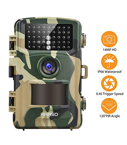 AKASO Trail Camera Game Camera 14MP 1080P Wildlife Hunting Scouting Camera IP66 Waterproof