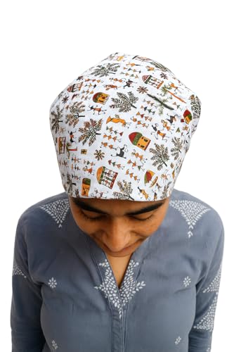 Image of Pure Cotton Double Layer Head Scarves Hair Wrap Cap, Adjustable Free Size Head Cover for Women, Girls, Under Helmet Cover