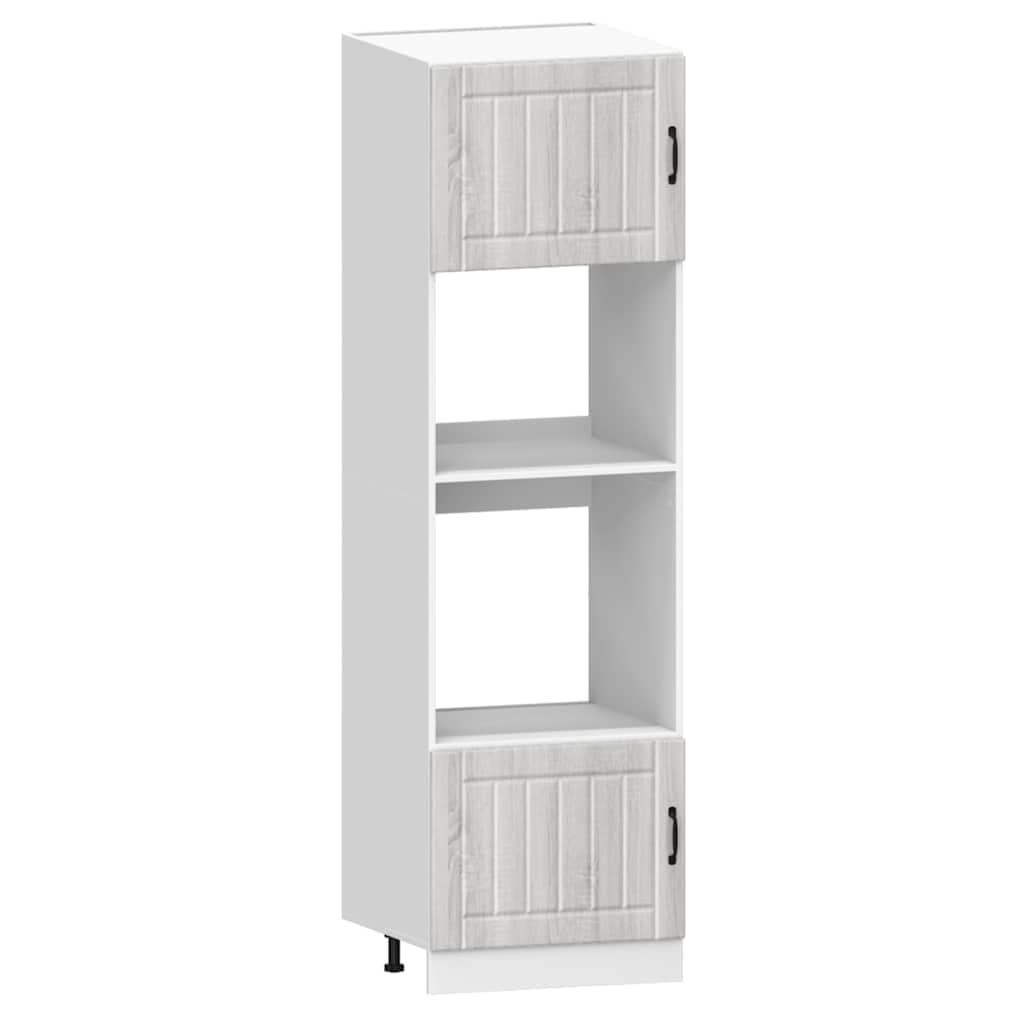 Set di 7 mobili da cucina Kalmar grigio Sonoma in legno versatile con ampio spazio per cucina, sala da pranzo e aree multiuso
