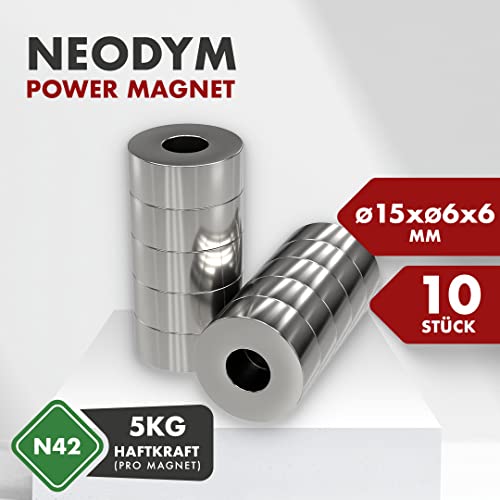 Imanes de neodimio avellanados de 15x6 mm con fuerza de 5 kg para pizarras y talleres MTS Magnete 3