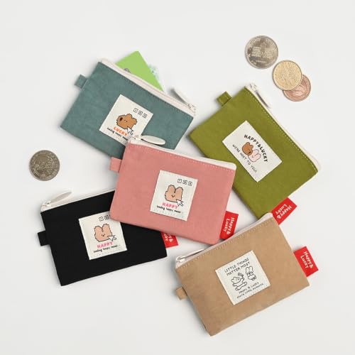 Image of Monolike Happy and Lucky Card Case, Mint - Small Nylon Pouch, Portable Keychain Coin Purse, Waterproof Card Sleeve, Compact Daily Organizer Case