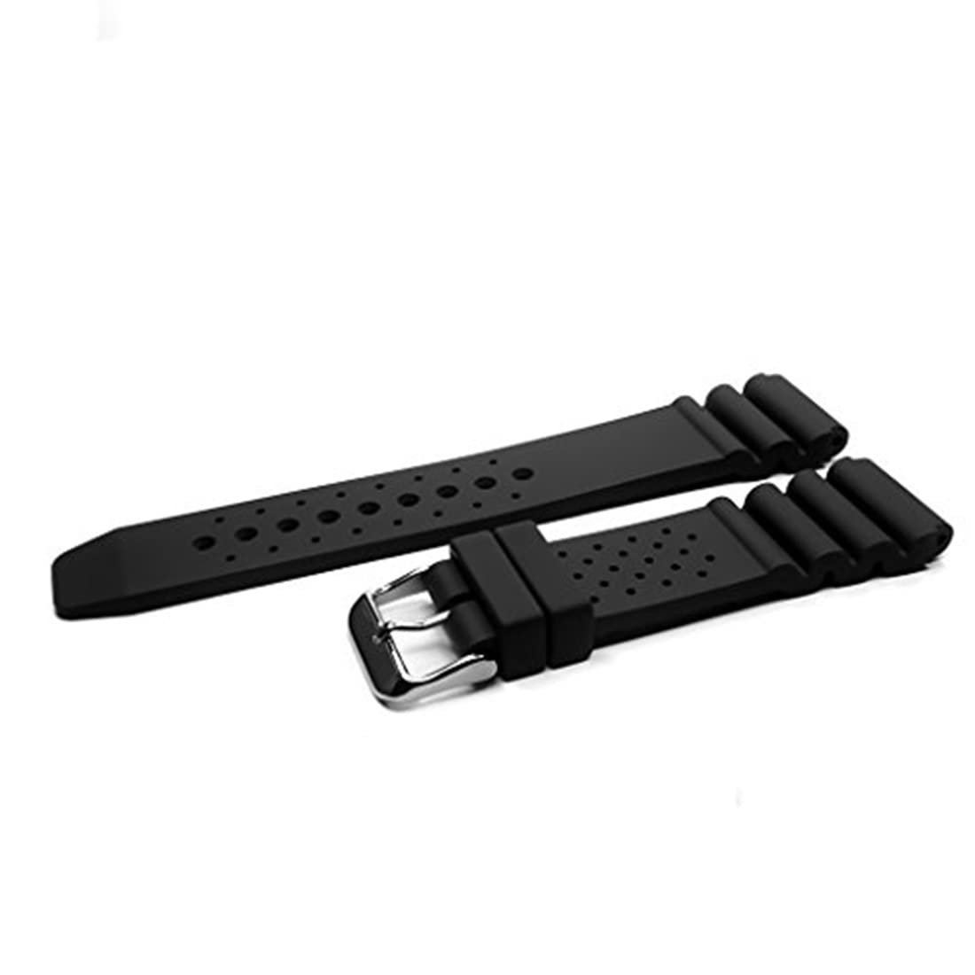 Ewatchaccessories 22mm Silicone Rubber Black Watch Band Strap for Men and Women | Comfortable and Durable Material | Silver Buckle-Sk1 (B0BJ8KRBLJ) Amazon Price History, Amazon Price Tracker