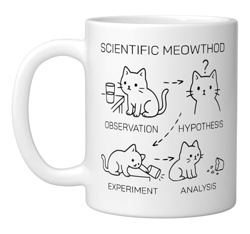 Scientific Meowthod Funny Science Cat Teacher Student Cool Ceramic Mug, White