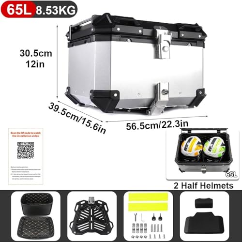 Bagage de moto aluminium 65L argent universel rigide - 3