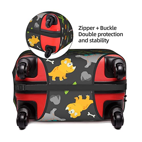 Cute Funny Dinosaurs Cartoon Travel Luggage Cover Fits 18-32 Inch Luggage, Stretchy Suitcase Cover Protector with Concealed Zipper for Wheeled Suitcase Tsa Approved4