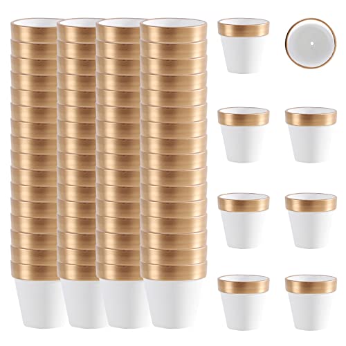 72 PCS Small Mini White&Gold Clay Pots with Drainage Holes,2.5inch Terra Cotta Pot Clay Ceramic Pottery Planter,Succulent Nursery Pot/Cactus Plant Pot,for Indoor/Outdoor Plants, Crafts, Wedding Favor by Fcacti - Used condition - US$32.30