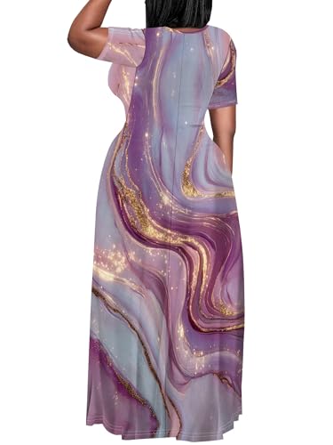 Image of Plus Size Maxi Dresses for Curvy Women T-Shirt Summer Sun Dresses Loose Fit