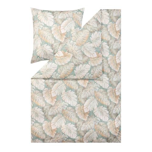 ESTELLA Bettwäsche 135x200 und 80x80, Rabea Tropenblatt, Interlock Jersey,...