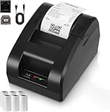 WELIKERA Impresora Termica, 58MM Impresora de Recibos de Etiquetas Miniprinter +6 Rollos de Papel térmico de 58 mm,...