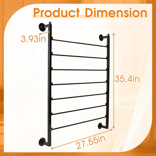 Image of 7 Tier Ribbon Storage Organizer, Wall Mounted Ribbon Organizer, Wrapping Paper Rack, Metal Ribbon Storage Craft Room Cake Shop Flower Store Scarf Belt-Black