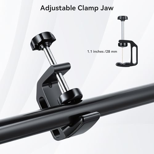 Image of UTEBIT 0.36 inch-1.2 inch Universal Aluminum C-Desk Clamp, Black | Adjustable Support Clamp with 1 /4 inch and 3 /8 inch Thread for Desktop Mount Holder Flash Desks Carts Benches Worktables