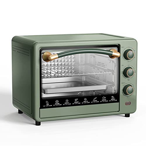 Countertop Electric Oven - Efficient 1500W Green 32L Home Convection Oven for Baking and Cookware