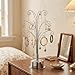 HOHIYA Ornament Display Stand 360° Rotating Christmas Tree Display with 15 Metal Hooks Tabletop Ornament Hanger for Crystal Glass Baubles Elegant Chrome Silver Eater Decor