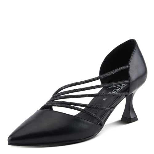 Azura Women's CLASSICHEEL Elegant Leather Pumps with Pointed Toe, Cushioned Insole, and Stiletto Heel