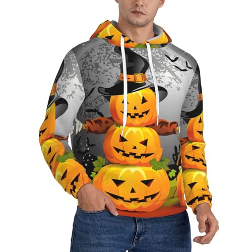 Sweat à capuche homme imprimé citrouille d'Halloween et chandail de sport