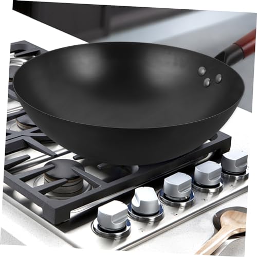 Wok de hierro antiadherente con mango de madera miniatura 3