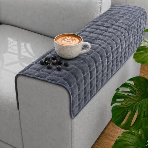Image of STITCHNEST 'Haven Soft Series' Sofa Armrest Cover | Ultra Soft Plush Hand Rest Protector for Sofa & Couch Furniture, Washable Textured Arm Cover
