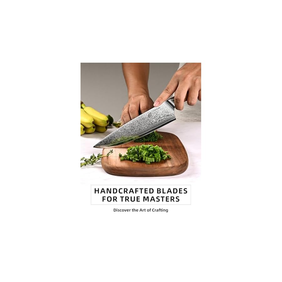 Emojoy Chef Knife 8-inch All Purpose, Japannese Steel, 67-Layers Damascus Knife with Original Olive Wood Handle, Include Wooden Gift Box