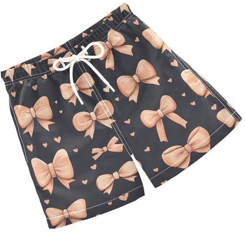 Pigsaly Boys Swim Trunks Bows Hearts Black Peach Colored Boys Board Shorts Swimsuit Swimwear Summer Bathing Suit 2T