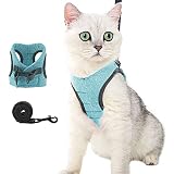 Cat Harness and Leash Set for Walking Escape Proof, Adjustable Soft Padded Vest with Running Cushion