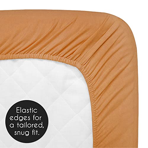 Image of Sweet Jojo Designs Pumpkin Boho Sun Boy or Girl Fitted Crib Sheet Baby or Toddler Bed Nursery - Orange and White Bohemian Celestial Sky Desert Sunshine Outdoors Nature Gender Neutral