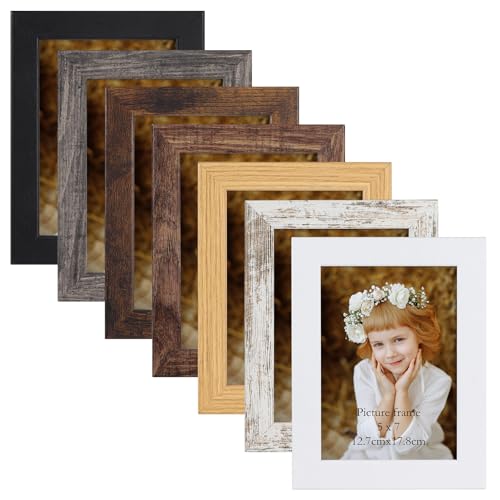 Vasemouh Cornice 13x18 in Legno,7 Cornici Rustiche Multicolori per Decorare l'ufficio, il Soggiorno o la Camera da letto