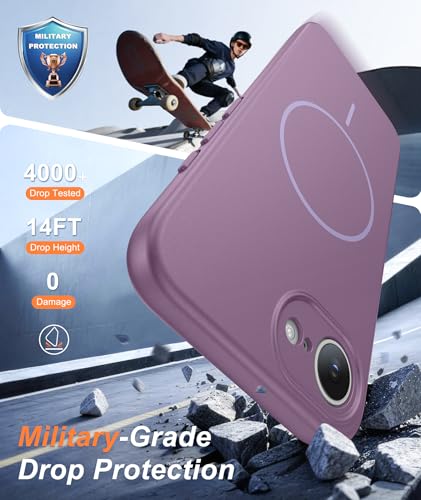 Image of FNTCASE for iPhone 17e & iPhone 16e Case: [Compatible with Magsafe] Solid Matte Magnetic Phone Cover with [Full Camera Protection] [Screen Protector] Military Grade Shockproof Protective, Lavender