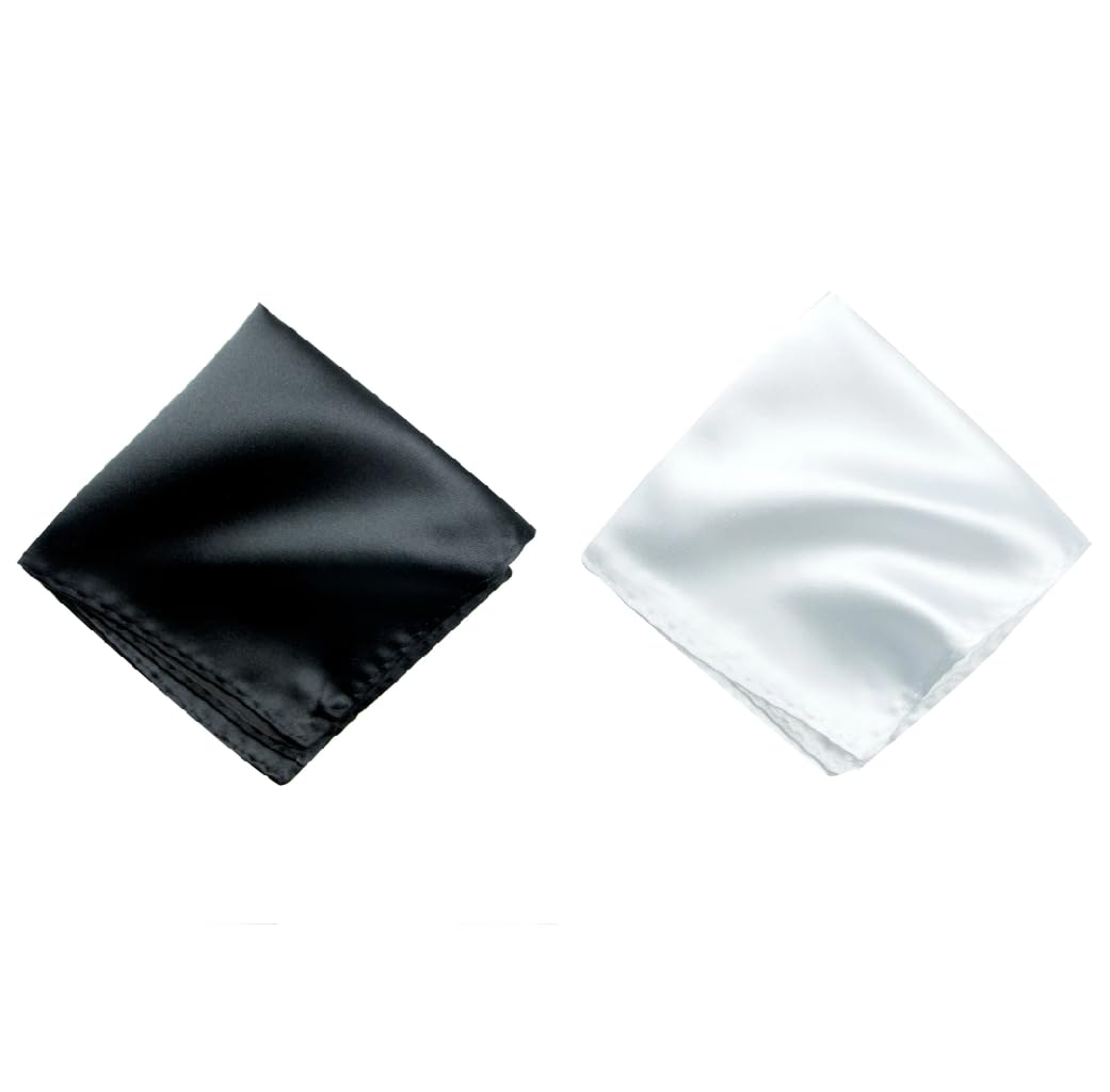 Men's Pocket Square Set – Black & White (Pack of 2) | 10x10 inch Satin Finish Handkerchief for Suit, Blazer, Tuxedo, Wedding & Formal Wear-image-40