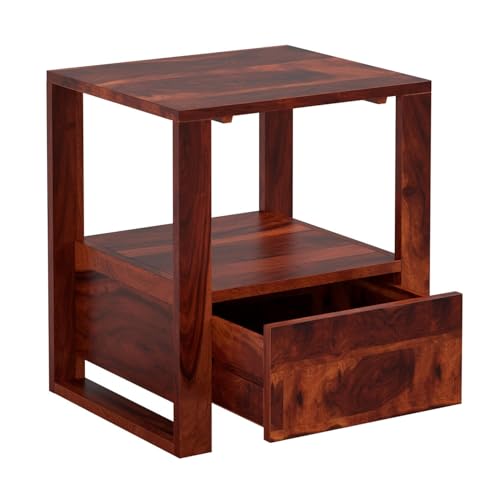 Image of Amazon Brand - Solimo Solid Sheesham Wood Cantio Bedside End Table with 1 Drawer for Home and Office (Honey Finish)