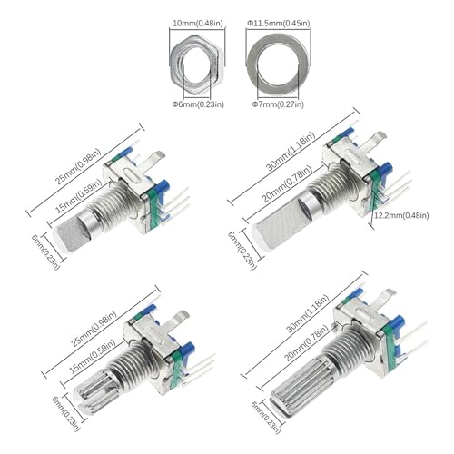 Codificador rotatorio 20 posiciones pulsador EC11 de mango largo 20mm para proyectos Arduino y DIY 7