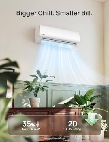Image of DREO Mini Split AC /Heating System 12000 BTU, 115V Split Air Conditioner | 20 SEER2 Energy Efficient, Works with Alexa, Quiet Operation, Pre-Charged Condenser & Complete Installation Kit Included