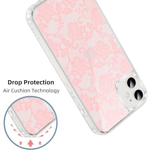 Coque antichoc iPhone 12 transparente durable protégeant des chutes avec motif floral rose - 4