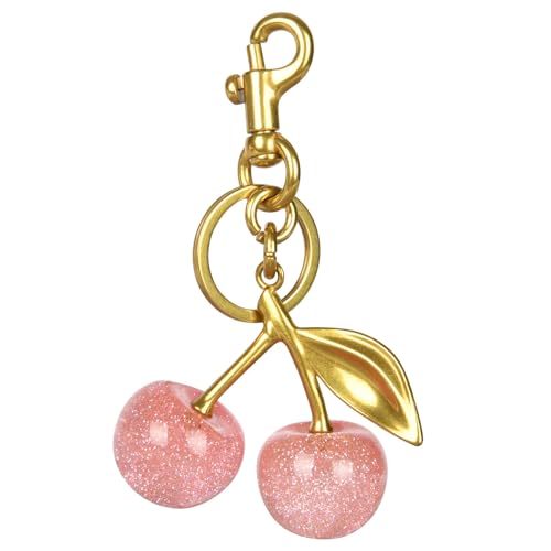 HOTUT Kirsch Anhänger für taschen Schlüsselanhänger Kirsch Taschenanhänger Kirsch Bag Charm für modischer Taschen handtaschen Schlüssel-Accessoire (Rosa Kirsch)