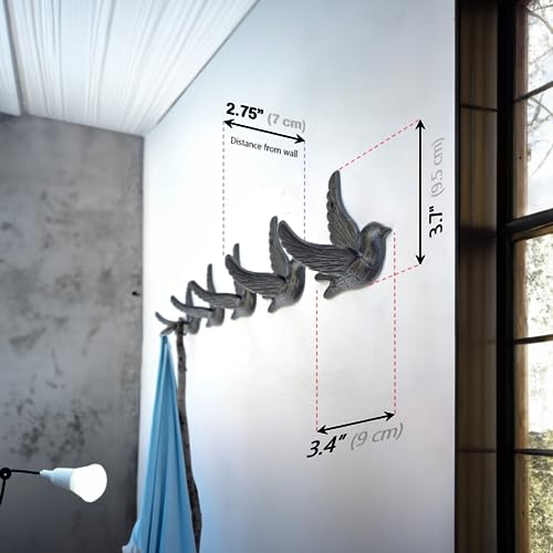 Ambipolar-5-Pack-Bird-Flying-Style-Coat-Hooks-Vintage-Black-Hooks-for-Coats-Hats-and-More-Sturdy-Cast-Iron-Construction-Rustic-Farmhouse-Theme-Easy-Installation-Versatile-and-Durable Ambipolar 5 Pack Bird Flying Style Coat Hooks Vintage Black Hooks for Coats Hats and More Sturdy Cast Iron Construction Rustic Farmhouse Theme Easy Installation Versatile and Durable