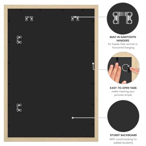 Americanflat 24x36 Poster Frame with Polished Plexiglass - Epic Collection - Gallery Wall Frames with Engineered Wood - Wide Photo Frame for Wall Display - Natural Oak